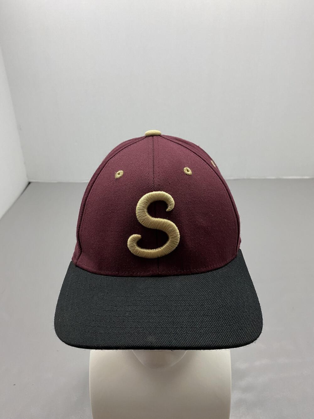 S Logo Hat Cap Baseball Fitted L/XL Red Pacific Headwear 901F Pro Model Twill
